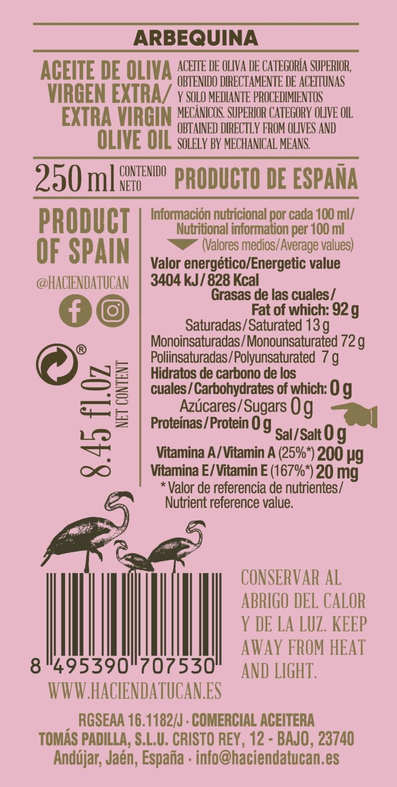Ypač tyras alyvuogių aliejus Hacienda Tucan Arbequina, 250ml skardinė - Image 2
